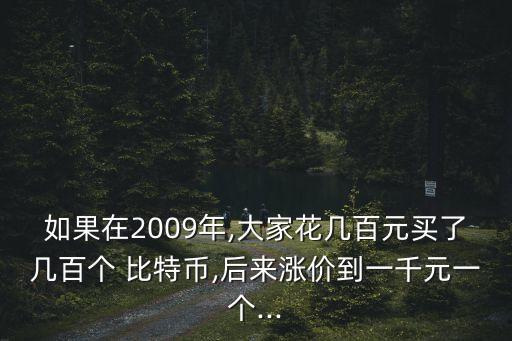 如果在2009年,大家花幾百元買了幾百個(gè) 比特幣,后來漲價(jià)到一千元一個(gè)...