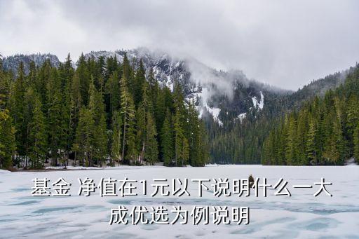  基金 凈值在1元以下說(shuō)明什么一大成優(yōu)選為例說(shuō)明