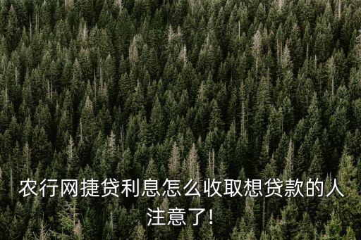  農(nóng)行網(wǎng)捷貸利息怎么收取想貸款的人注意了!