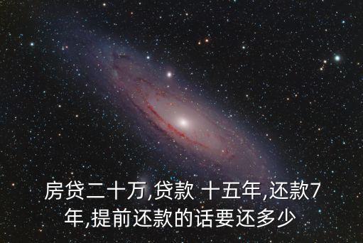  房貸二十萬,貸款 十五年,還款7年,提前還款的話要還多少