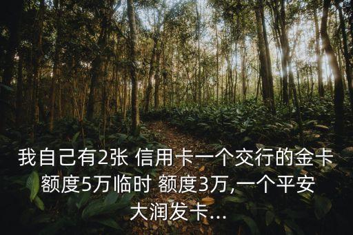 我自己有2張 信用卡一個交行的金卡 額度5萬臨時 額度3萬,一個平安 大潤發(fā)卡...