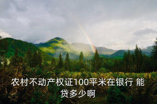 農(nóng)村不動產(chǎn)權(quán)證100平米在銀行 能貸多少啊
