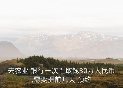 去農(nóng)業(yè) 銀行一次性取錢30萬人民幣,需要提前幾天 預(yù)約