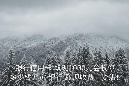  銀行信用卡 取現(xiàn)1000元會(huì)收你多少錢(qián)五家 銀行 取現(xiàn)收費(fèi)一覽表!