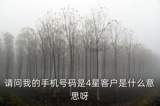 請問我的手機號碼是4星客戶是什么意思呀