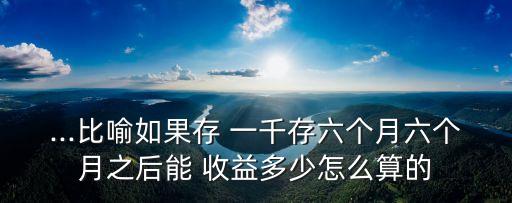 ...比喻如果存 一千存六個月六個月之后能 收益多少怎么算的