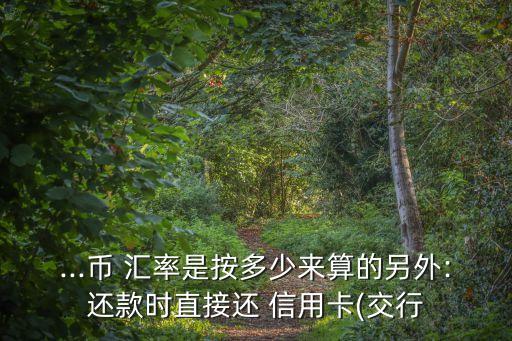 ...幣 匯率是按多少來(lái)算的另外:還款時(shí)直接還 信用卡(交行