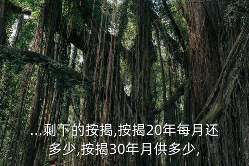 ...剩下的按揭,按揭20年每月還多少,按揭30年月供多少,