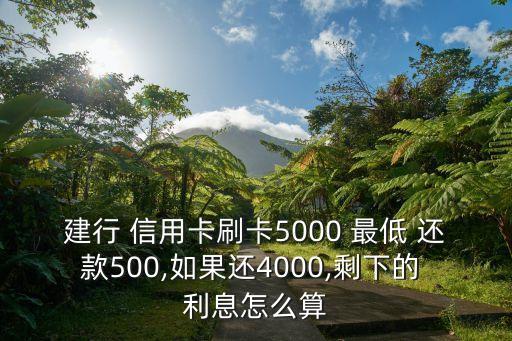 建行 信用卡刷卡5000 最低 還款500,如果還4000,剩下的 利息怎么算