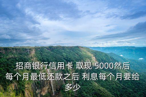 招商銀行信用卡 取現(xiàn) 5000然后每個月最低還款之后 利息每個月要給多少