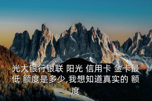 光大銀行銀聯(lián) 陽(yáng)光 信用卡 金卡最低 額度是多少,我想知道真實(shí)的 額度