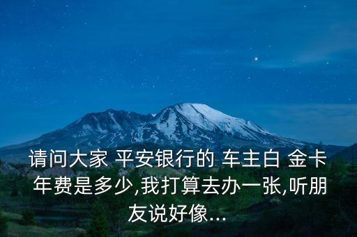 請(qǐng)問大家 平安銀行的 車主白 金卡 年費(fèi)是多少,我打算去辦一張,聽朋友說好像...