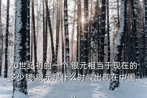 20世紀(jì)初的一個(gè) 銀元相當(dāng)于現(xiàn)在的多少錢 銀元是什么時(shí)候出現(xiàn)在中國(guó)...