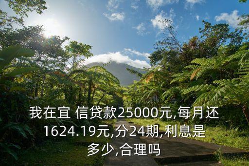 我在宜 信貸款25000元,每月還1624.19元,分24期,利息是多少,合理嗎