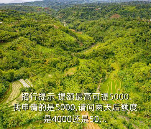  招行提示 提額最高可提5000.我申請(qǐng)的是5000,請(qǐng)問(wèn)兩天后額度是4000還是50...