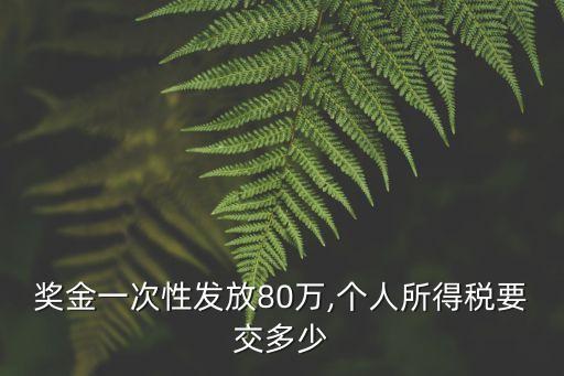 獎金一次性發(fā)放80萬,個人所得稅要交多少