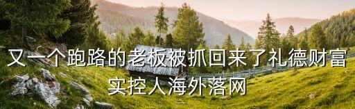又一個(gè)跑路的老板被抓回來了禮德財(cái)富實(shí)控人海外落網(wǎng)