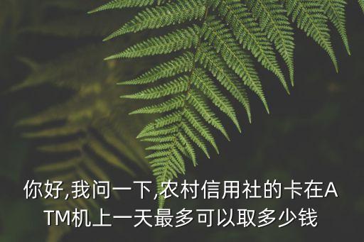 你好,我問一下,農(nóng)村信用社的卡在ATM機上一天最多可以取多少錢