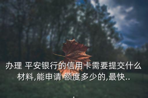 辦理 平安銀行的信用卡需要提交什么材料,能申請(qǐng) 額度多少的,最快...