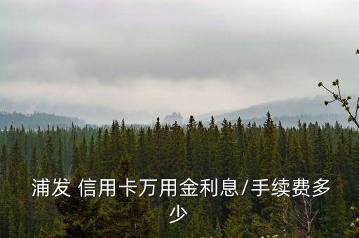 浦發(fā) 信用卡萬用金利息/手續(xù)費多少