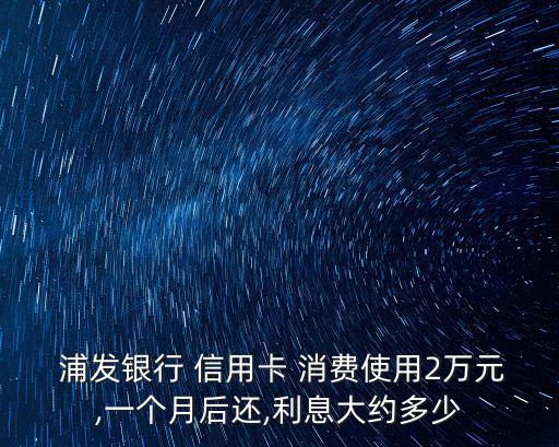 浦發(fā)信用卡消費(fèi)20000費(fèi)用多少,一鍵召喚浦發(fā)信用卡消費(fèi)20是什么