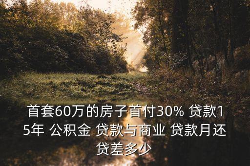 首套60萬(wàn)的房子首付30% 貸款15年 公積金 貸款與商業(yè) 貸款月還貸差多少