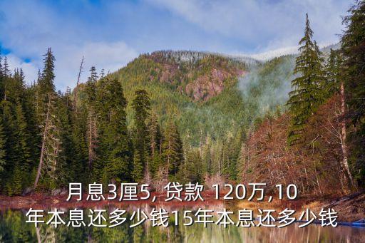 月息3厘5, 貸款 120萬,10年本息還多少錢15年本息還多少錢