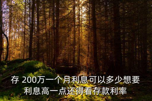 存 200萬一個月利息可以多少想要利息高一點還得看存款利率