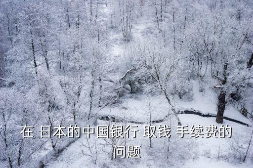 在 日本的中國銀行 取錢 手續(xù)費的問題