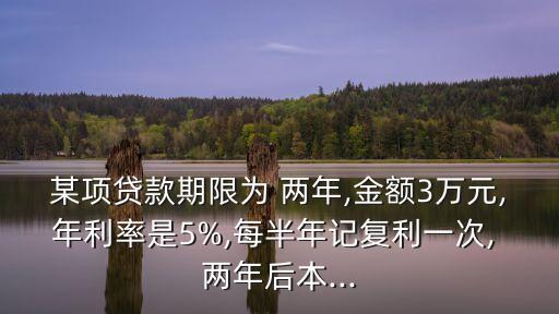 某項貸款期限為 兩年,金額3萬元,年利率是5%,每半年記復利一次, 兩年后本...