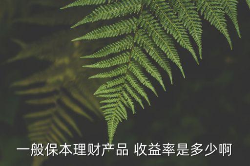 一般保本理財產(chǎn)品 收益率是多少啊