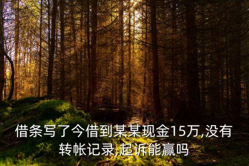借條寫了今借到某某現(xiàn)金15萬,沒有轉(zhuǎn)帳記錄,起訴能贏嗎