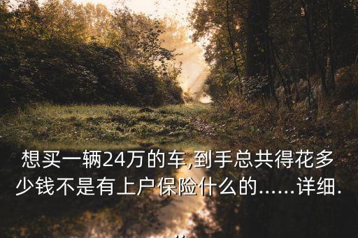 想買一輛24萬(wàn)的車,到手總共得花多少錢不是有上戶保險(xiǎn)什么的……詳細(xì)...