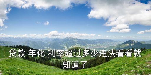 貸款 年化 利率超過多少違法看看就知道了