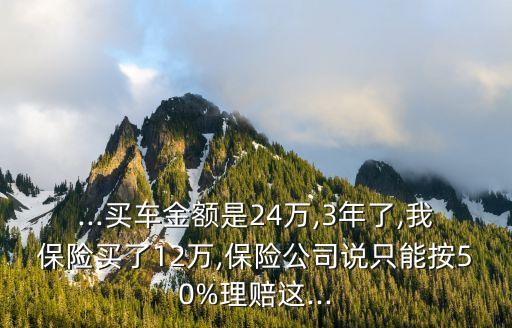 ...買車金額是24萬(wàn),3年了,我保險(xiǎn)買了12萬(wàn),保險(xiǎn)公司說(shuō)只能按50%理賠這...