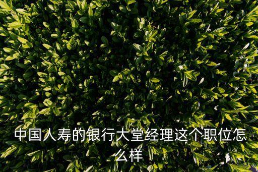  中國人壽的銀行大堂經(jīng)理這個職位怎么樣