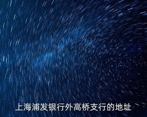 上海浦發(fā)銀行外高橋支行的地址