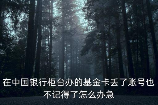 在中國銀行柜臺辦的基金卡丟了賬號也不記得了怎么辦急