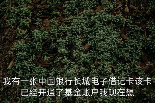 我有一張中國銀行長城電子借記卡該卡已經(jīng)開通了基金賬戶我現(xiàn)在想