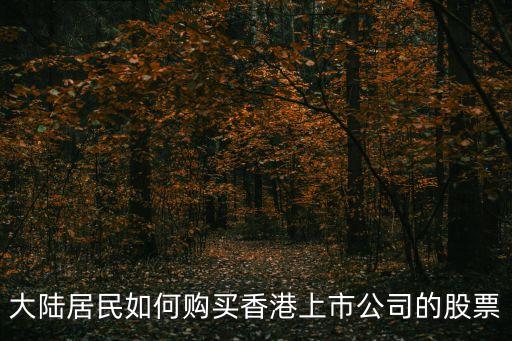 大陸居民如何購買香港上市公司的股票