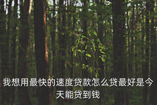 我想用最快的速度貸款怎么貸最好是今天能貸到錢(qián)