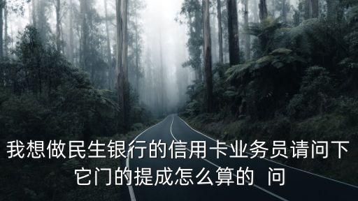 我想做民生銀行的信用卡業(yè)務(wù)員請問下它門的提成怎么算的  問