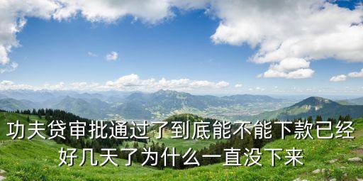 功夫貸放款怎么這么慢，功夫貸審批通過了到底能不能下款已經(jīng)好幾天了為什么一直沒下來