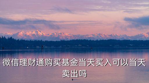 微信理財通購買基金當(dāng)天買入可以當(dāng)天賣出嗎