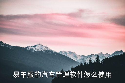 易車服的汽車管理軟件怎么使用