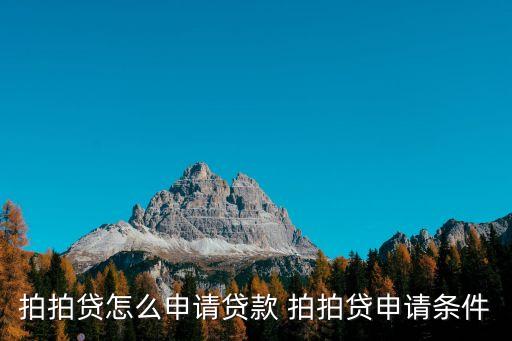 拍拍貸怎么申請貸款 拍拍貸申請條件