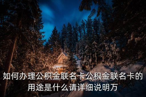 如何辦理公積金聯(lián)名卡公積金聯(lián)名卡的用途是什么請(qǐng)?jiān)敿?xì)說(shuō)明萬(wàn)