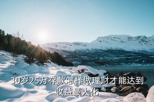 30歲25萬(wàn)存款怎樣做理財(cái)才能達(dá)到收益最大化