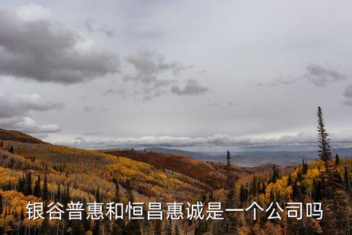 銀谷普惠和恒昌惠誠是一個公司嗎