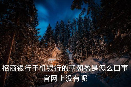 招商銀行手機銀行的朝朝盈是怎么回事官網(wǎng)上沒有呢